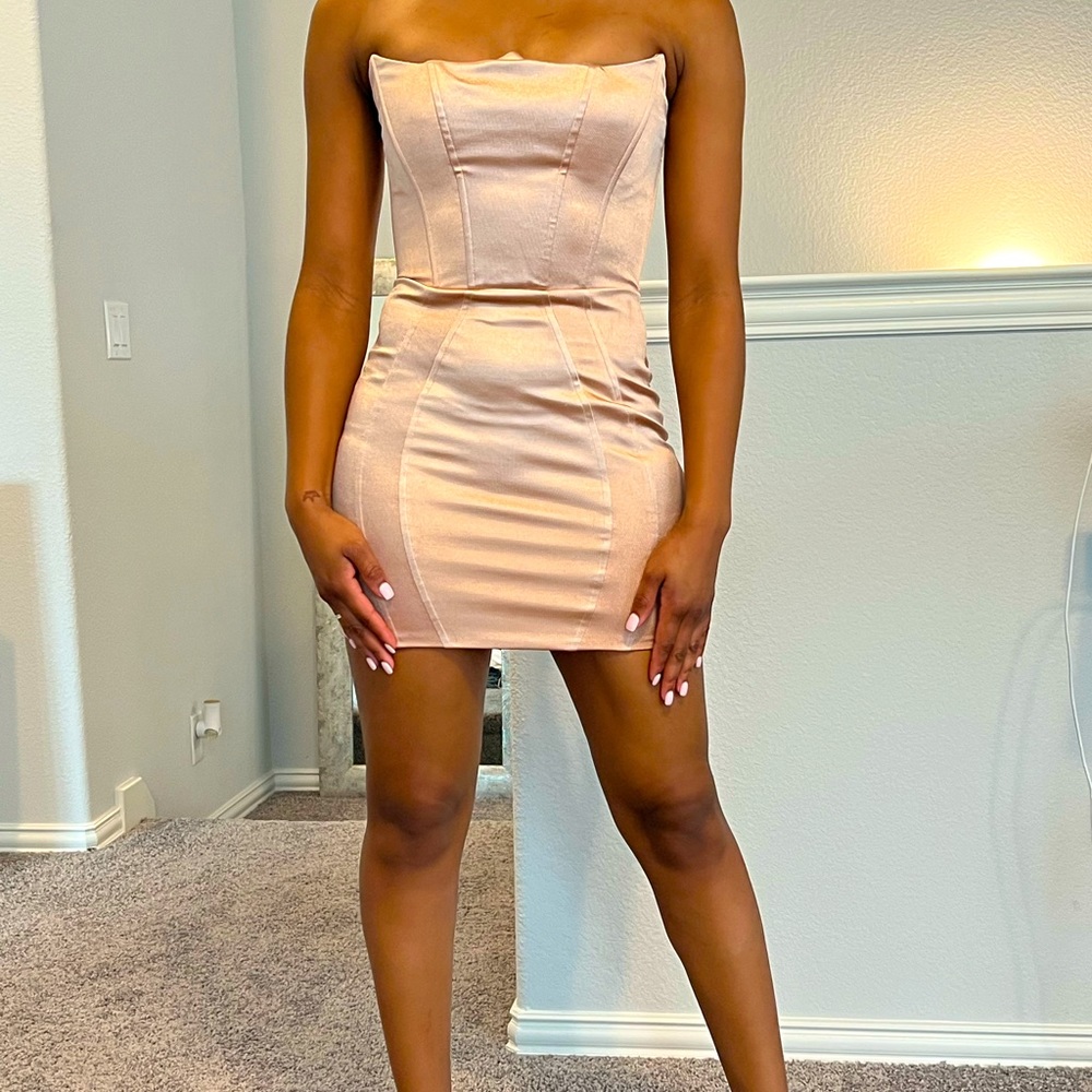 Pink Satin Mini Dress